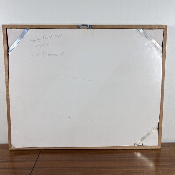 Vintage Framed Cross Stitch 1936 Packard Yellow Car 19 x 15 Artwork 1981 - Picture 2 of 7